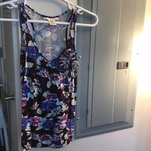 Purple and blue flowered top